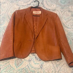 Vintage Casual Corner Tan Leather Blazer